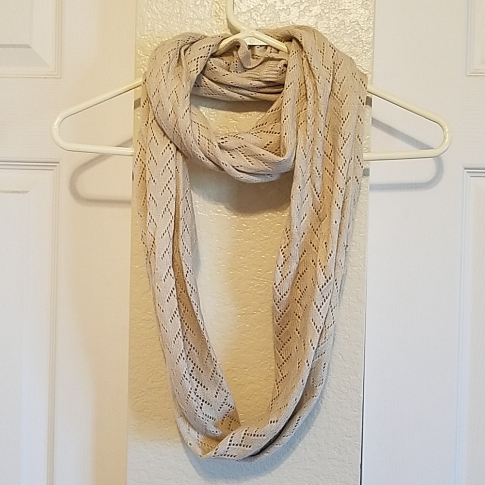 Beige Knit Infinity Scarf